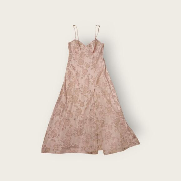Vintage 90s Victoria's Secret baby pink sheer floral maxi slip dress Size L - Picture 1 of 4